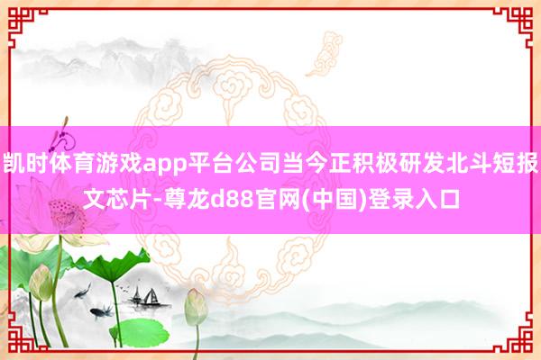 凯时体育游戏app平台公司当今正积极研发北斗短报文芯片-尊龙d88官网(中国)登录入口
