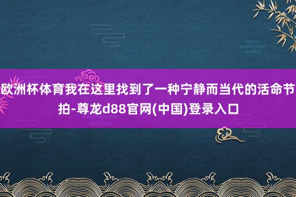 欧洲杯体育我在这里找到了一种宁静而当代的活命节拍-尊龙d88官网(中国)登录入口