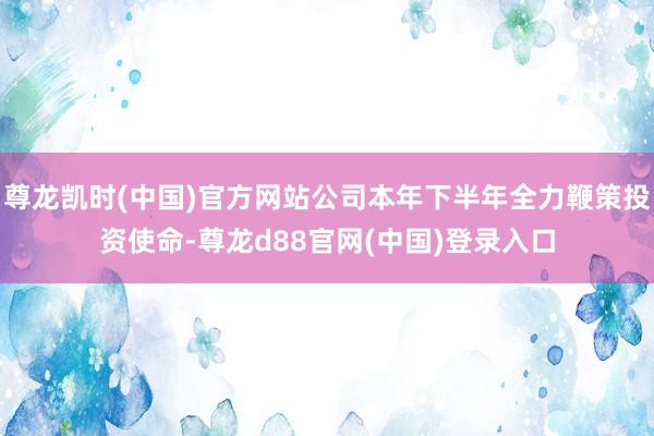 尊龙凯时(中国)官方网站公司本年下半年全力鞭策投资使命-尊龙d88官网(中国)登录入口