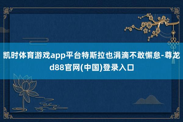 凯时体育游戏app平台特斯拉也涓滴不敢懈怠-尊龙d88官网(中国)登录入口