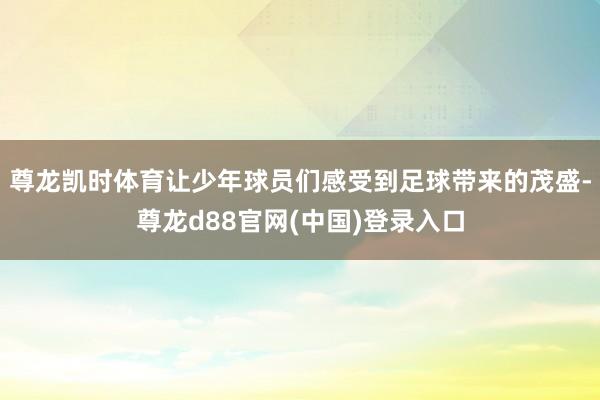 尊龙凯时体育让少年球员们感受到足球带来的茂盛-尊龙d88官网(中国)登录入口