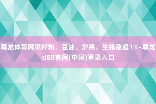 尊龙体育网菜籽粕、豆油、沪锡、生猪涨超1%-尊龙d88官网(中国)登录入口