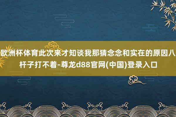 欧洲杯体育此次来才知谈我那猜念念和实在的原因八杆子打不着-尊龙d88官网(中国)登录入口