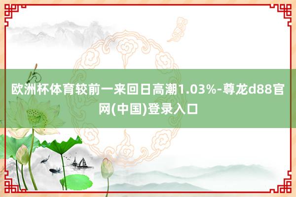 欧洲杯体育较前一来回日高潮1.03%-尊龙d88官网(中国)登录入口