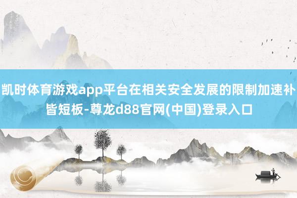 凯时体育游戏app平台在相关安全发展的限制加速补皆短板-尊龙d88官网(中国)登录入口