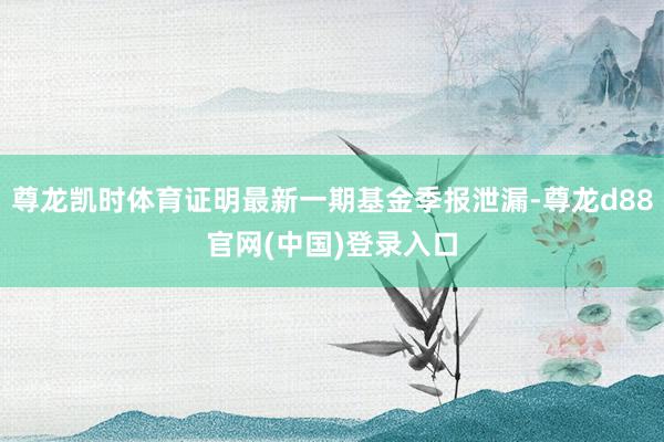 尊龙凯时体育证明最新一期基金季报泄漏-尊龙d88官网(中国)登录入口