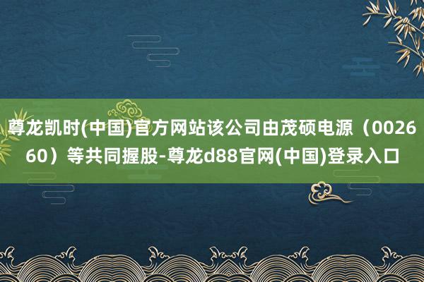 尊龙凯时(中国)官方网站该公司由茂硕电源（002660）等共同握股-尊龙d88官网(中国)登录入口