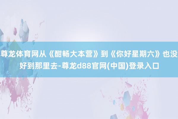 尊龙体育网从《酣畅大本营》到《你好星期六》也没好到那里去-尊龙d88官网(中国)登录入口
