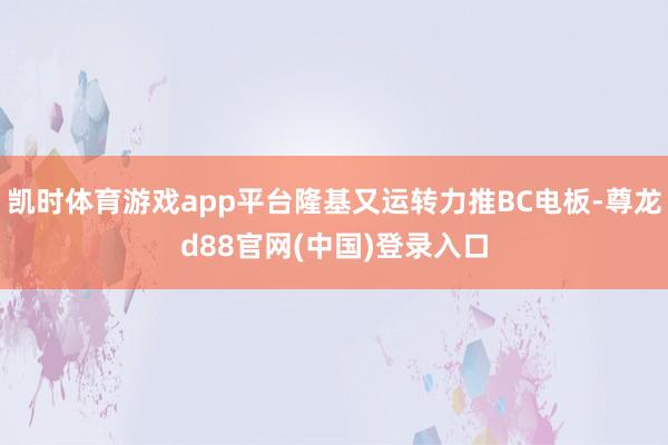 凯时体育游戏app平台隆基又运转力推BC电板-尊龙d88官网(中国)登录入口