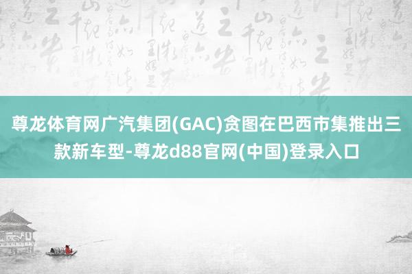 尊龙体育网广汽集团(GAC)贪图在巴西市集推出三款新车型-尊龙d88官网(中国)登录入口