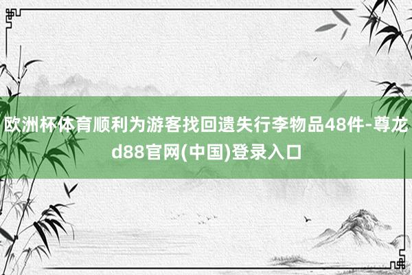 欧洲杯体育顺利为游客找回遗失行李物品48件-尊龙d88官网(中国)登录入口