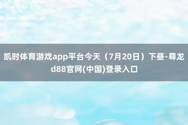 凯时体育游戏app平台今天（7月20日）下昼-尊龙d88官网(中国)登录入口