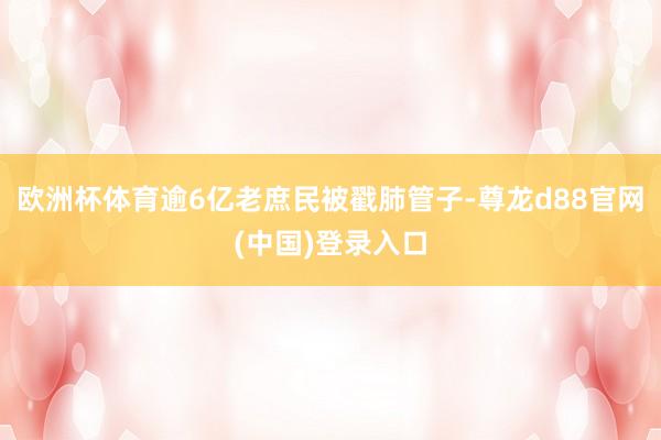 欧洲杯体育逾6亿老庶民被戳肺管子-尊龙d88官网(中国)登录入口