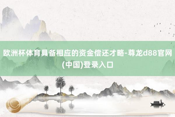 欧洲杯体育具备相应的资金偿还才略-尊龙d88官网(中国)登录入口