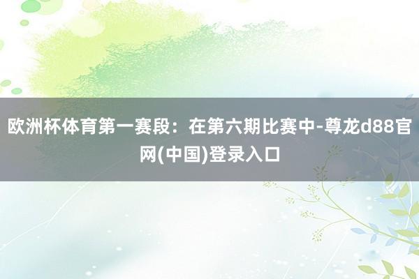 欧洲杯体育第一赛段：在第六期比赛中-尊龙d88官网(中国)登录入口