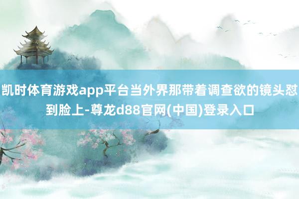 凯时体育游戏app平台当外界那带着调查欲的镜头怼到脸上-尊龙d88官网(中国)登录入口