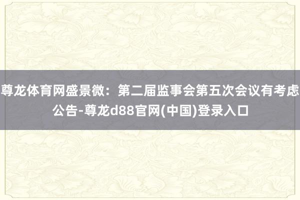 尊龙体育网盛景微:第二届监事会第五次会议有考虑公告-尊龙d88官网(中国)登录入口