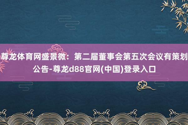尊龙体育网盛景微：第二届董事会第五次会议有策划公告-尊龙d88官网(中国)登录入口