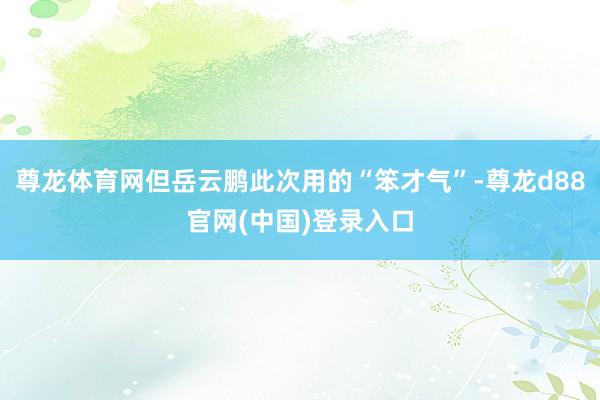 尊龙体育网但岳云鹏此次用的“笨才气”-尊龙d88官网(中国)登录入口