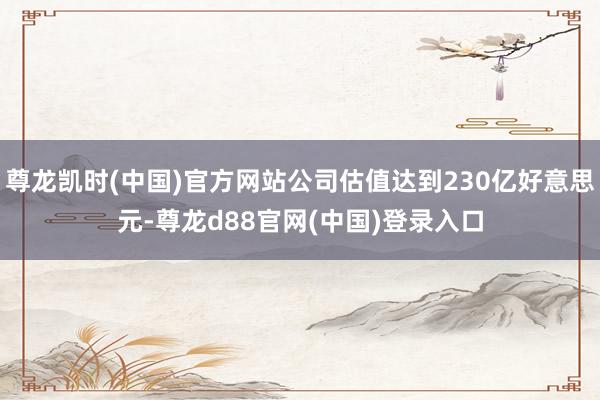 尊龙凯时(中国)官方网站公司估值达到230亿好意思元-尊龙d88官网(中国)登录入口